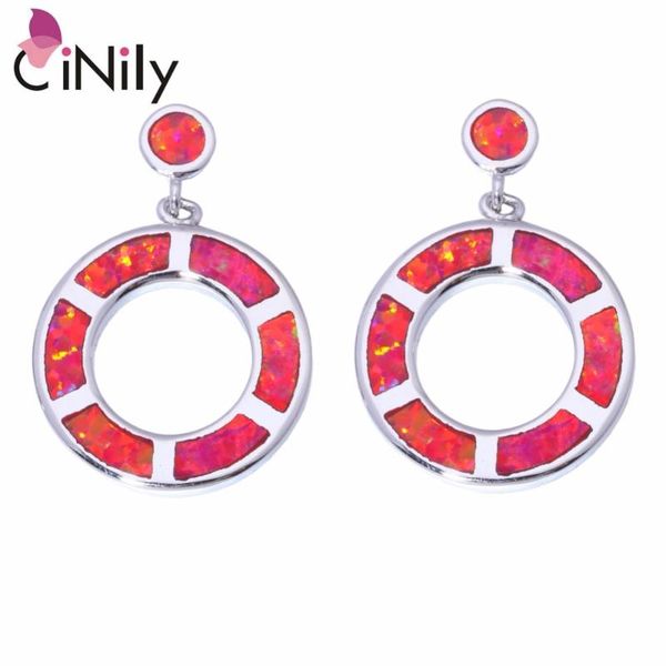 

cinily created red fire opal silver plated wholesale sell for women jewelry gift stud earrings 7/8" oh3445, Golden;silver
