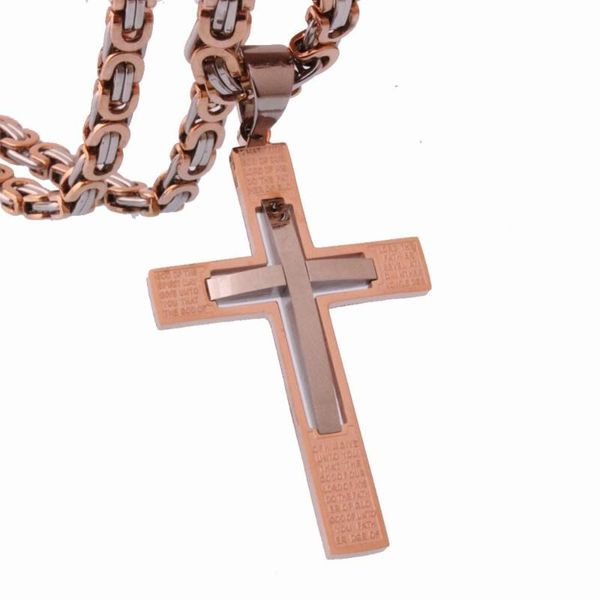 

mens byzantine chain necklaces stainless steel crucifix cross pendant necklace jesus piece 18-36" long men jewelry gifts, Silver