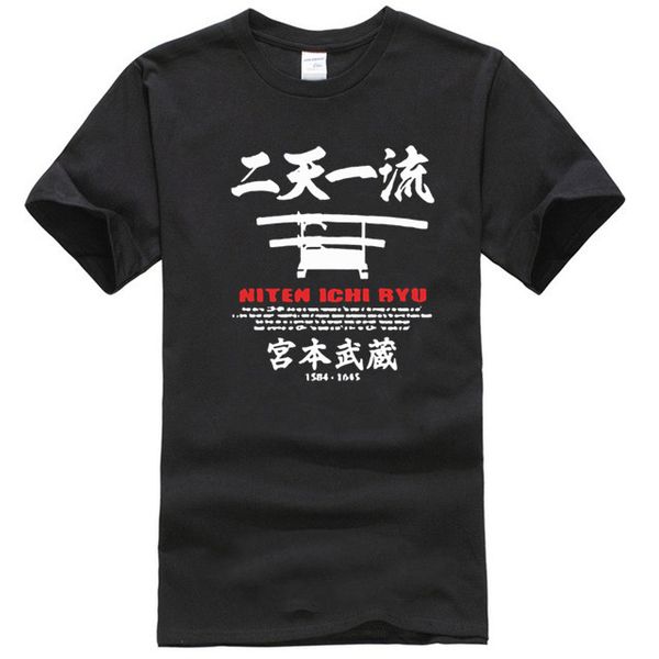 

2020 new short sleeve men japanese design miyamoto musashi samurai kendo school niten ichi ryu t-shirt 100 % cotton tee for