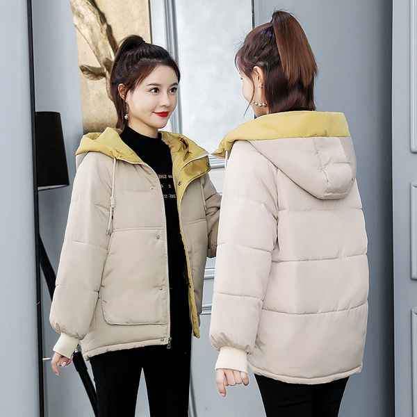 

plus size loose fit jacket women soft texture hooded parkas and coat for girls, Black