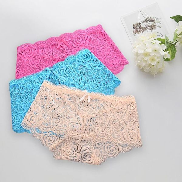 

breathable underpants lace brief underpant bow femme underpantses low waist elastic band underpants calcinha feminina, Black;pink