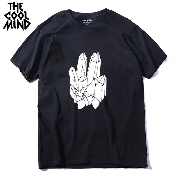 

coolmind qi0410a 100% cotton casual cool cristal print men t shirt summer loose men tshirt cool male t-shirt mens tee shirt lmyx