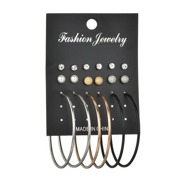 

quality new earrings sets gold silver color color small big circle earrings for women crystal simulated pearl earrings