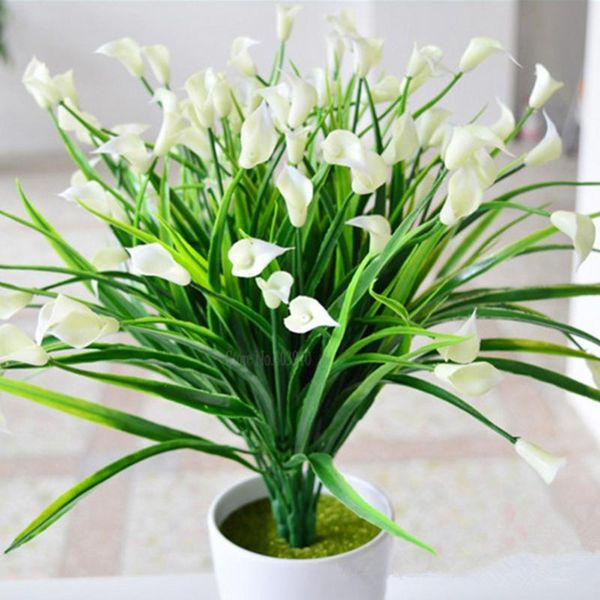 

25 heads/bouquet mini artificial calla with leaf silk fake lily aquatic plants home room decoration flower fake flowers