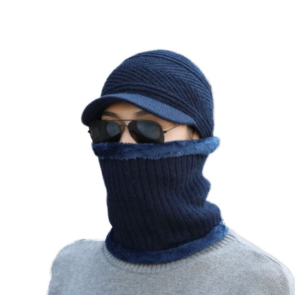 

новая теплая зимняя шапка beanie hat высокого качества зимние шапки для женщин мужчины открытый шерсть теплый шарф cap set моды трикотажные, Blue;gray