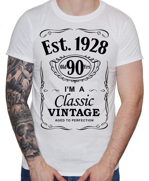 

2019 cool tee shirt men's 90th birthday t-shirt 1928 vintage man ninetieth 90 years gift summer t-shirt