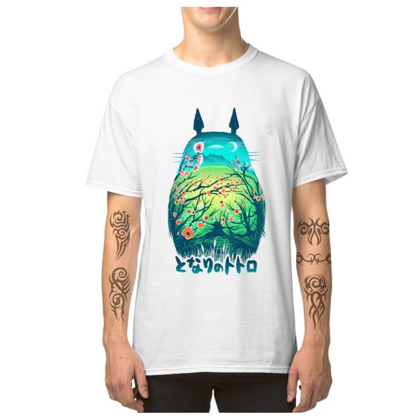 

100% cotton men t-shirts anime tshirt japan my neighbor totoro floral design tee shirts short sleeve he is my neighbor chic