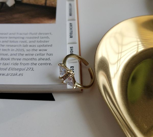 

корейских женщин треугольные циркон кольцо adjustable11, Silver