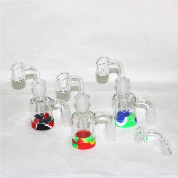 narghilè Catcher di cenere di vetro 4mm 14mm 18mm Catcher di cenere Pyrex spesso Clear Bubbler Ashcatcher con quarzo Banger per Beaker Bong Dab Rig