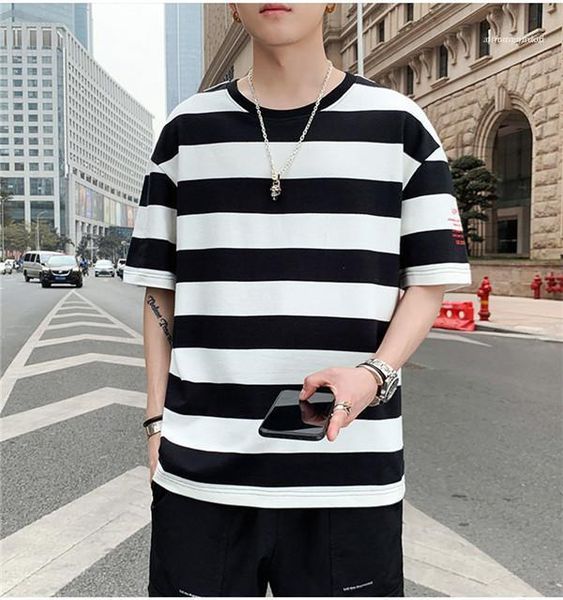 

обычная длина mens tops mens конструктора полосатый printed tshirts o шеи шорты втулки вскользь tees мода, White;black