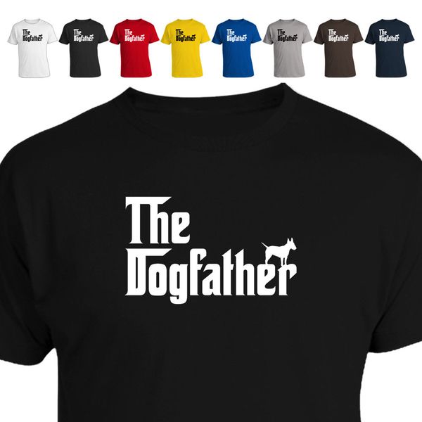 

2019 new design short sleeve homme camisetas hip hop t shirt the dogfather parody bull terrier dog lover gift striped t shirt
