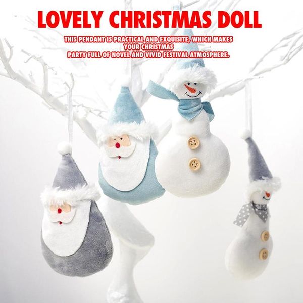 

2021 christmas ornaments happy new year diy cute flannel santa doll christmas tree pendant home decoration