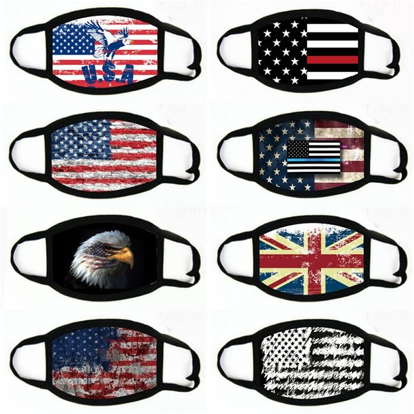 

fashion face mask usa american flag print breathable mouth-muffle headband veil scarf outdoor dustproof mask#743, Black