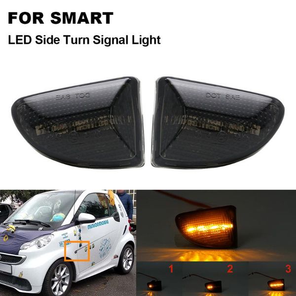 

2pcs smoked arrow dynamic led turn signal light side marker indicator lamp for smart w451 fortwo 451 1 & mkii 07-15