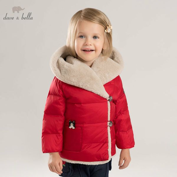 

db8964 dave bella baby girls winter down jacket children 90% white duck down outerwear fashion solid coat y200901, Blue;gray