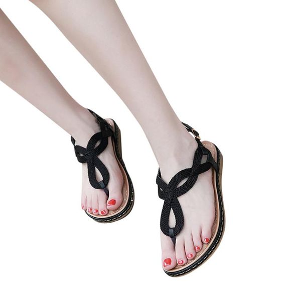

fashion sandals women 2020 buckles hollow flat slipper sandals chaussure femme beach sandalias mujer casual shoes woman buty #28, Black