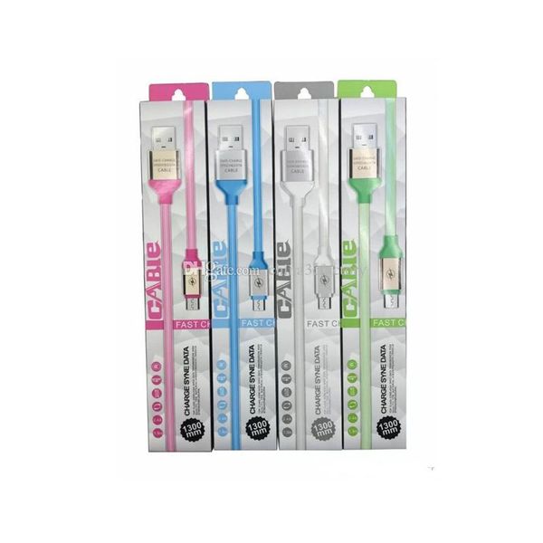 

1m 3ft flexible 2a tpe charging data cable for samsung s6 s7 charger sync usb cord with retail package box