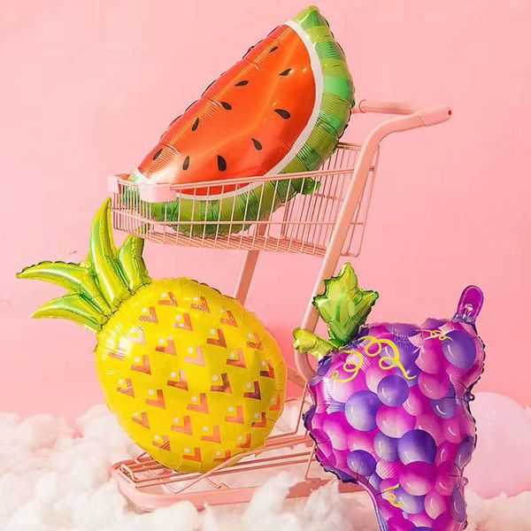 

party decoration 18inch fruit foil helium balloon pineapple banana grape strawberry watermelon summer gas balon baloes