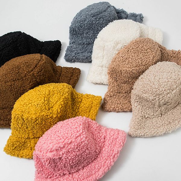 

winter bucket hat теплых искусственный мех solid color hrajuku панамы женщина открытого солнцезащитный bucket hat cap basin sun caps, Blue;gray