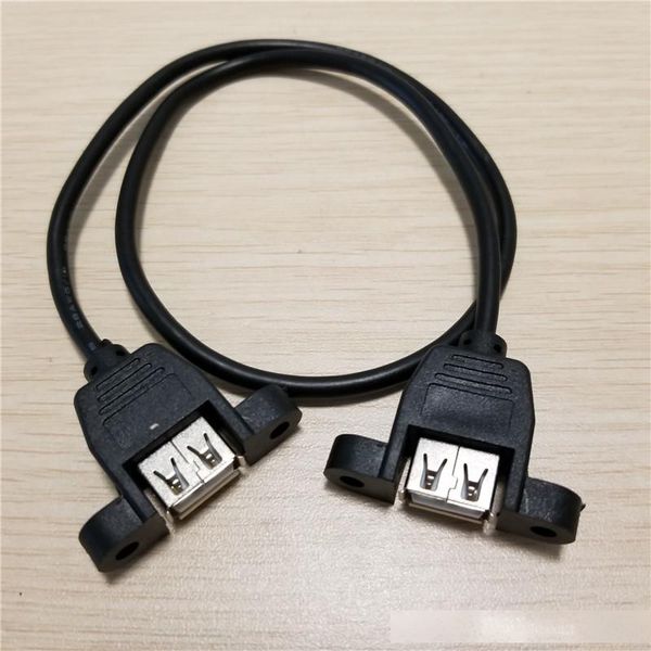 

10pcs/lot panel mount usb 2.0 type a female to a female a/f - a/f data sync charge extension cable line 0.5m/19.7inch