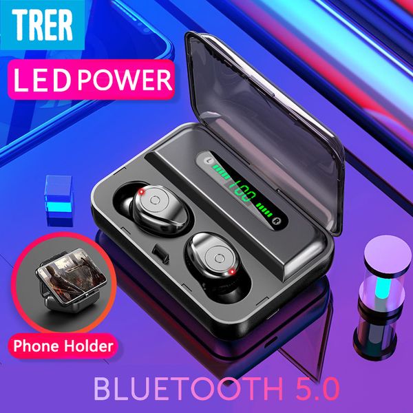 

bluetooth earphone 5.0 led power display wireless hifi headphones sport in-ear wireless with microphone