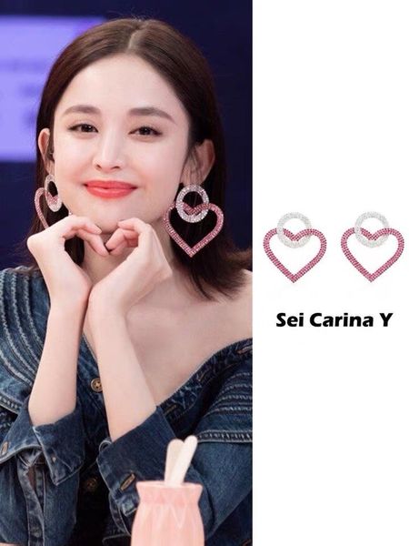 

fashionable and beautiful diamond heart earrings, Golden;silver