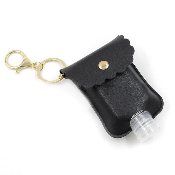 

pu leather travel hand sanitizer holder storage bag keychain holder with 60ml bottle perfume bottle cover portable