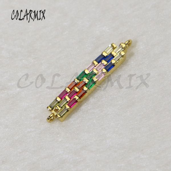 

link, chain 10pcs rectangle bracelets rainbow crystal pillar accessories connectors for women 5758, Black