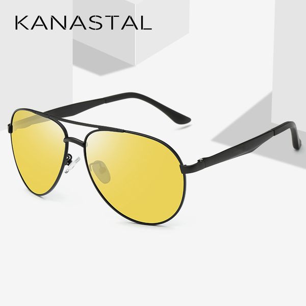 

sunglasses kanastal night vision for men driving polarized yellow lens frame glasses women uv400, White;black