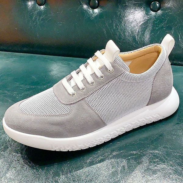 

highquality sneakers mens thicksoled shoes, white technical mesh and calf leather thick white rubber highheeled sneakers, running shoes qay, Black