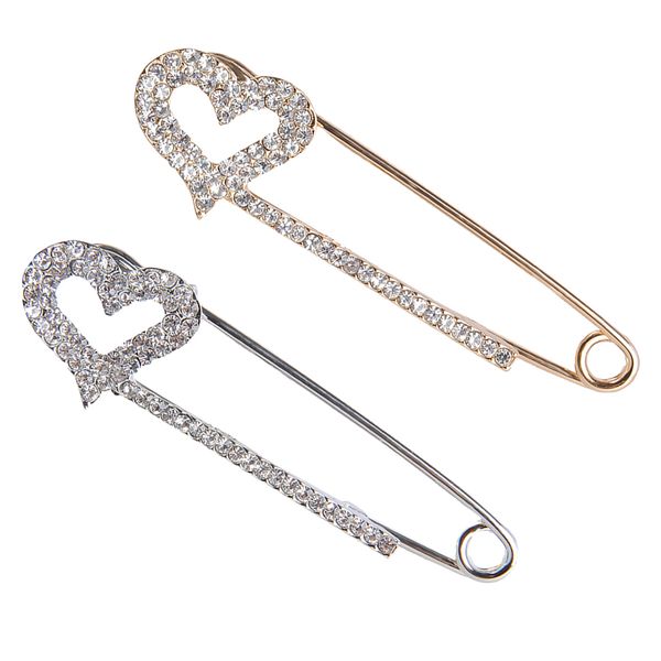 

2 шт кристалл coat булавки шарф платье клип воротник pin отворот сердце, Gray
