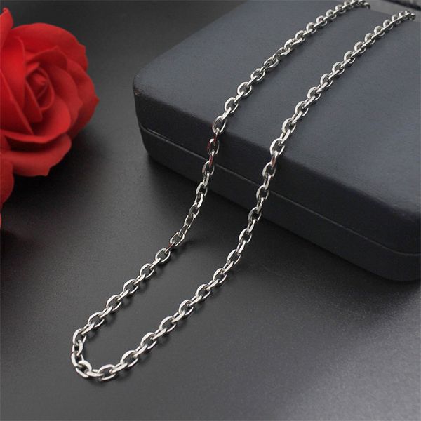 

men women jewerly 2.4mm/3mm/3.6mm links chain fashion necklace 316l stainless steel necklace classic rolo chains, Silver