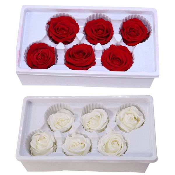 

decorative flowers & wreaths 2 sets eternal roses heads,real natural fresh preserved rose,forever rose,immortal flower material, red white