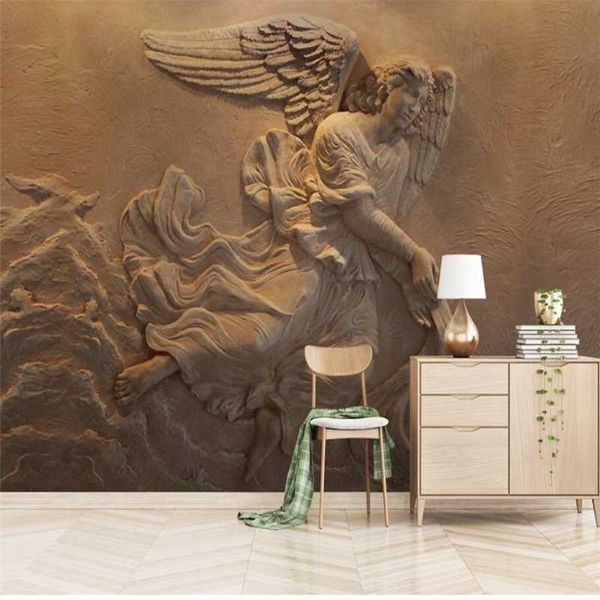 

european 3d three-dimensional relief mythical character angel wall custom large mural wallpaper papel de parede