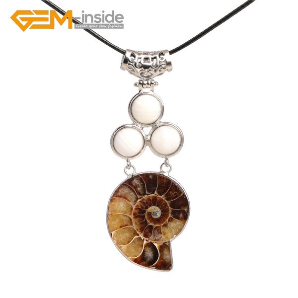 

tridacna shell conch fossils jewelry pendant for women fit for thick leather rope white gold plated 70mm high new trendy gifts, Silver
