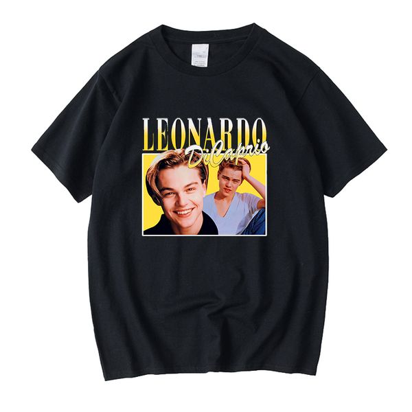 

leonardo dicaprio 90s vintage black tshirt men t shirt casual retro graphic t shirts cotton t-shirt man woman tees