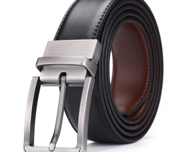

men's leather belt men's business pin buckle belt, Black;brown