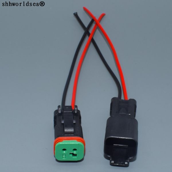 

shhworldsea 2 pin dt series waterproof dt04-2p-e005 dt06-2s-e005 female male black electrical automotive connector car