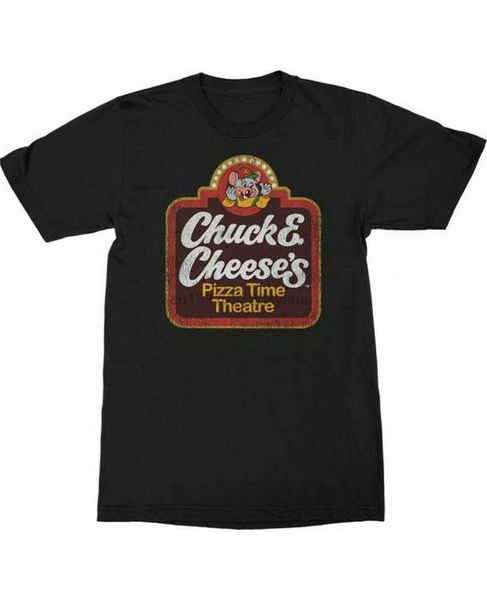 

chuck e сыр пицца время театр футболка черный mens ретро огорченная food tee