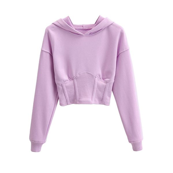 

ayichen new womens crop hoodie sweatshirt purple solid drawstring long sleeve sweatshirt hoodie women, White;red