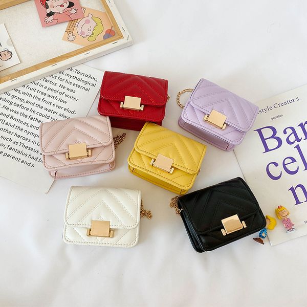 

children accessories bag 2020 new kids mini candy embroidery line handbags girl chain messenger bags girls change purse s612, Black