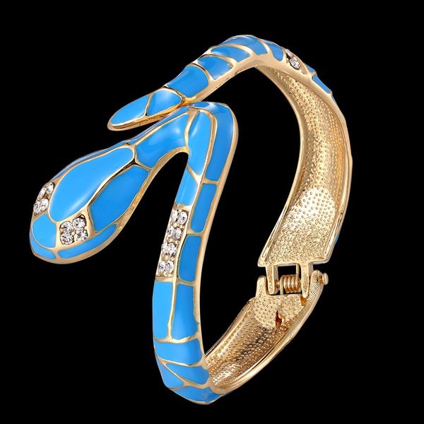 

zlxgirl enamel snake animal bangles for women party gifts fashion rhinestone bangle&bracelet wedding accessory, Black