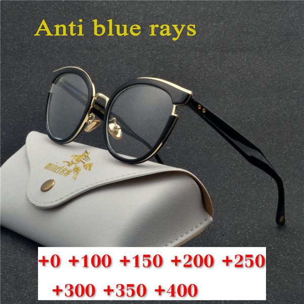 

синий свет блокировка очки мода cat прозрачные линзы очки для чтения дамы женщины anti-fatigue дальнозоркости очки с box nx, White;black