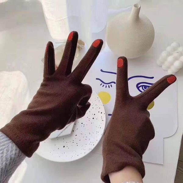 

2020 newly winter embroidery cashmere gloves nail polish gloves brushed thicken warm women christmas present wholesale, Blue;gray