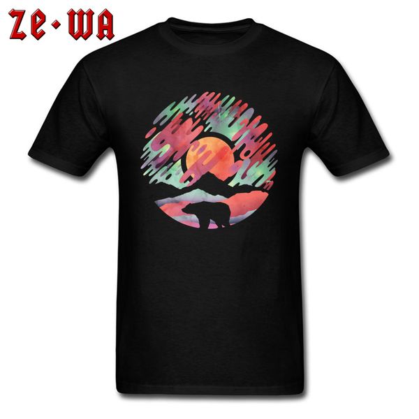 

men t-shirt custom tshirt northern lights bear shirt latest o neck casual short sleeve pure cotton streetwear drop shipping