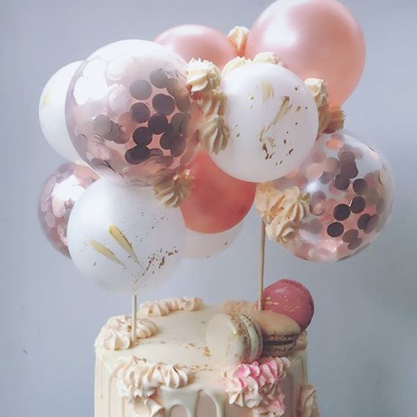 

balloons cake er birthday party decorations kids rose gold balloon cakeer baby shower wedding cupcake decor 10pcs a kit