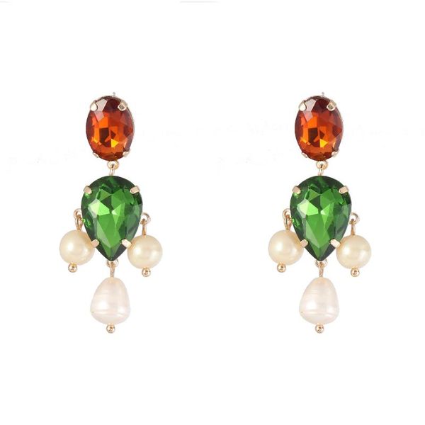 

dangle & chandelier colorful water drop stone earrings fashion pearl, Silver