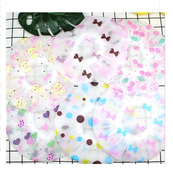 

10 pcs waterproof shower cap thicken lovely bath hat solid color one-off elastic bathing cap bathroom accessories for women, Blue;gray