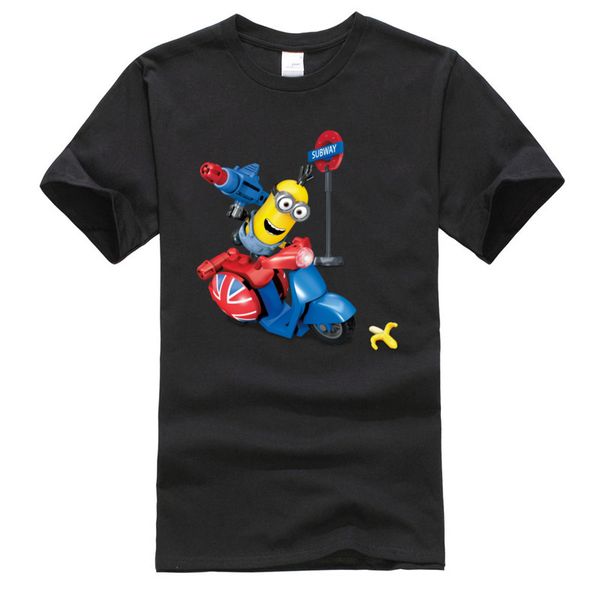 

скутер атак minions мотоцикл классический tshirt лето / осень хлопок o-образным вырезом мужчин топы рубашки хип-хоп мультфильм топы рубашки