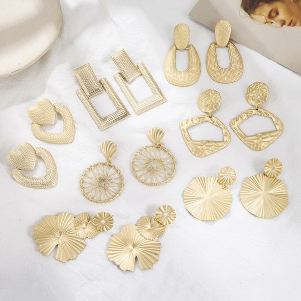 

match-right 2020 vintage earrings large for women statement earrings geometric gold color trend fashion jewelry sp1040, Silver